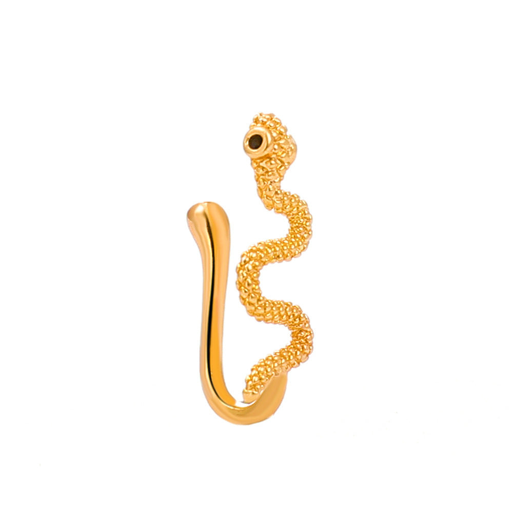 Floral Snake U-Shape Clip-On Nose Studs