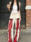 Bow Lace Panel Curved Pants