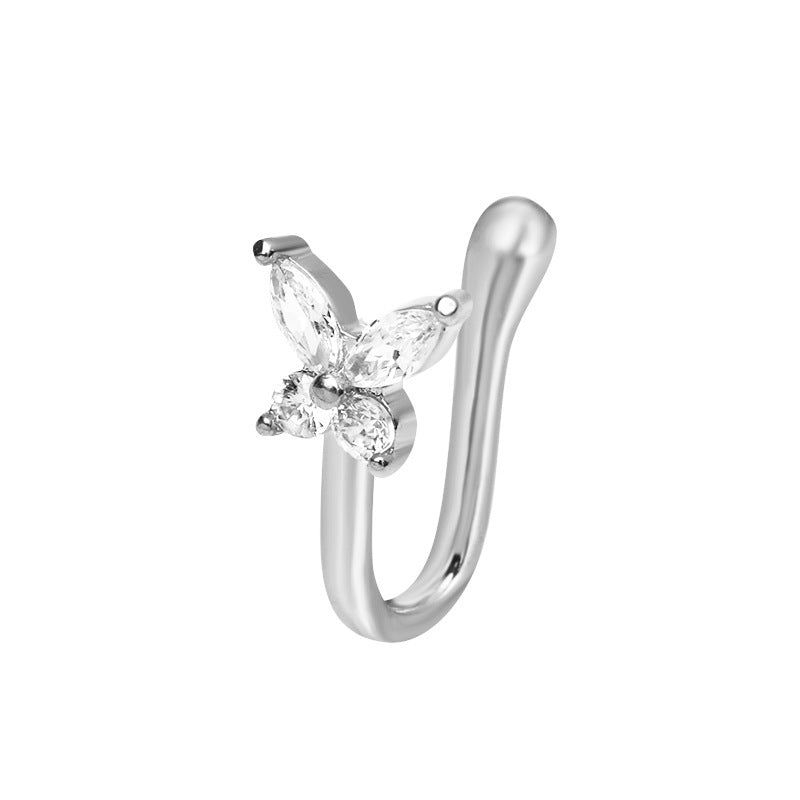 Floral Snake U-Shape Clip-On Nose Studs