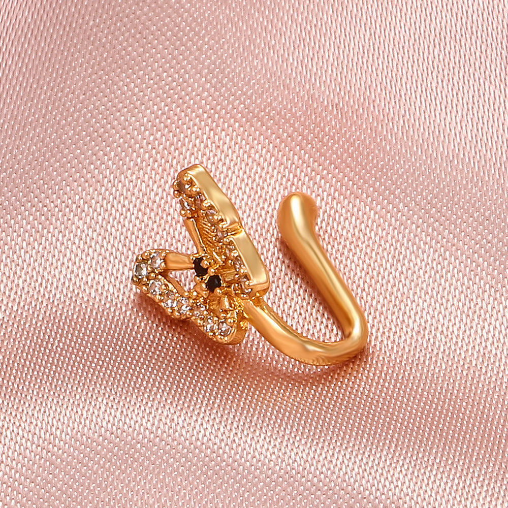 Rhinestone Butterfly U-Shape Nose Studs