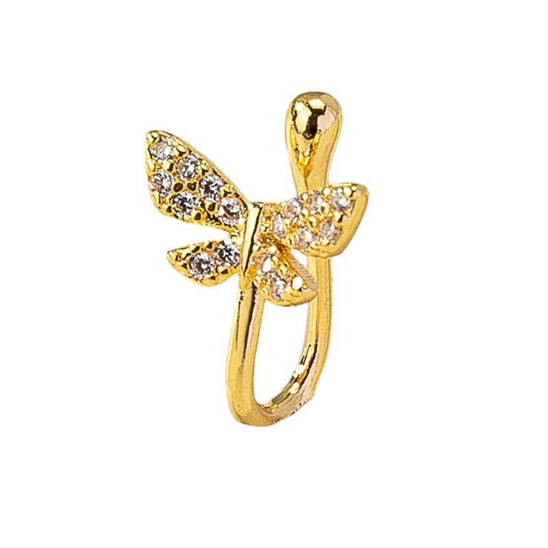 Rhinestone Butterfly Clip-On Nose Studs