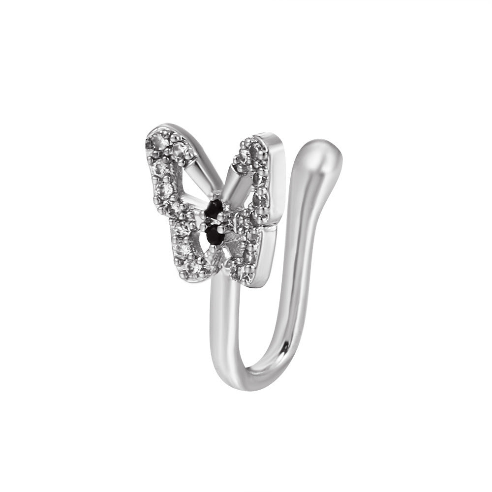 Rhinestone Butterfly U-Shape Nose Studs