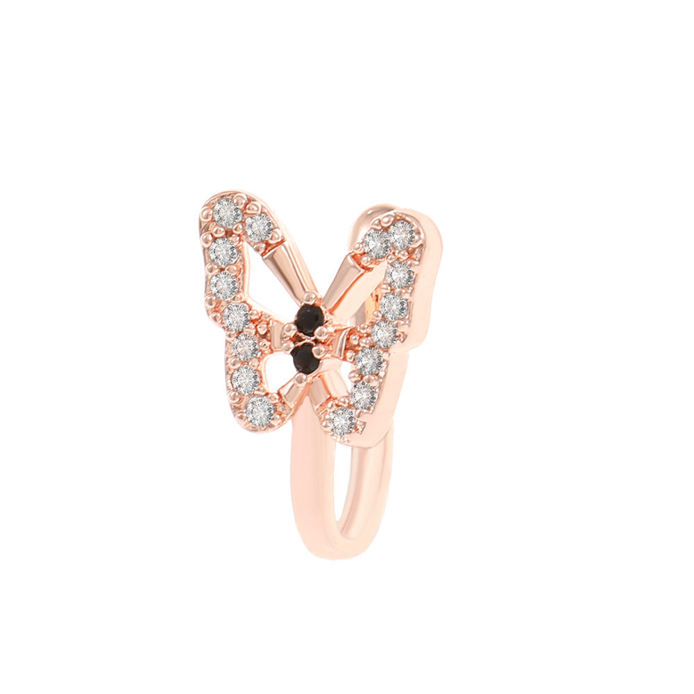 Rhinestone Butterfly U-Shape Nose Studs