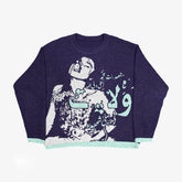 Grunge Insect Printed Crewneck Loose-Fit Knit Sweater