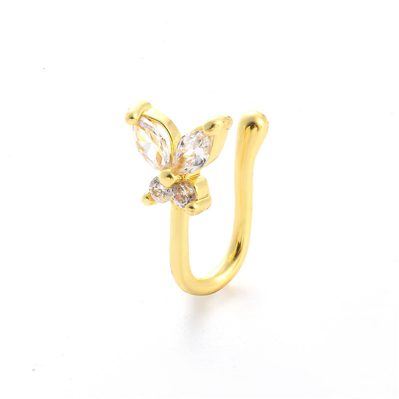 Vintage Zircon Butterfly U-Shape Nose Studs