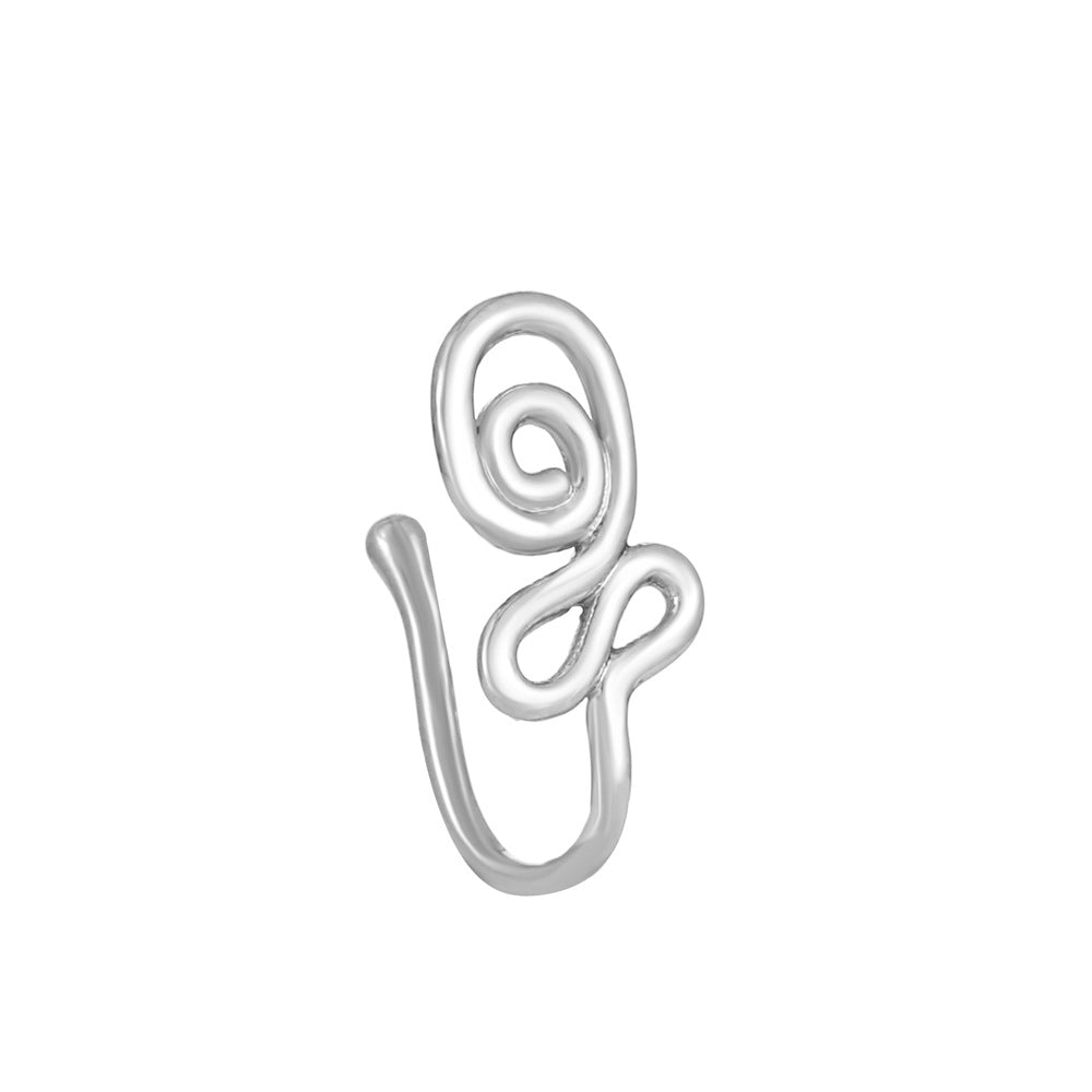 Floral Snake U-Shape Clip-On Nose Studs