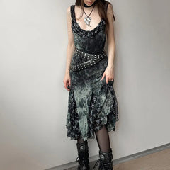 Harajuku Print Sleeveless Midi Dress