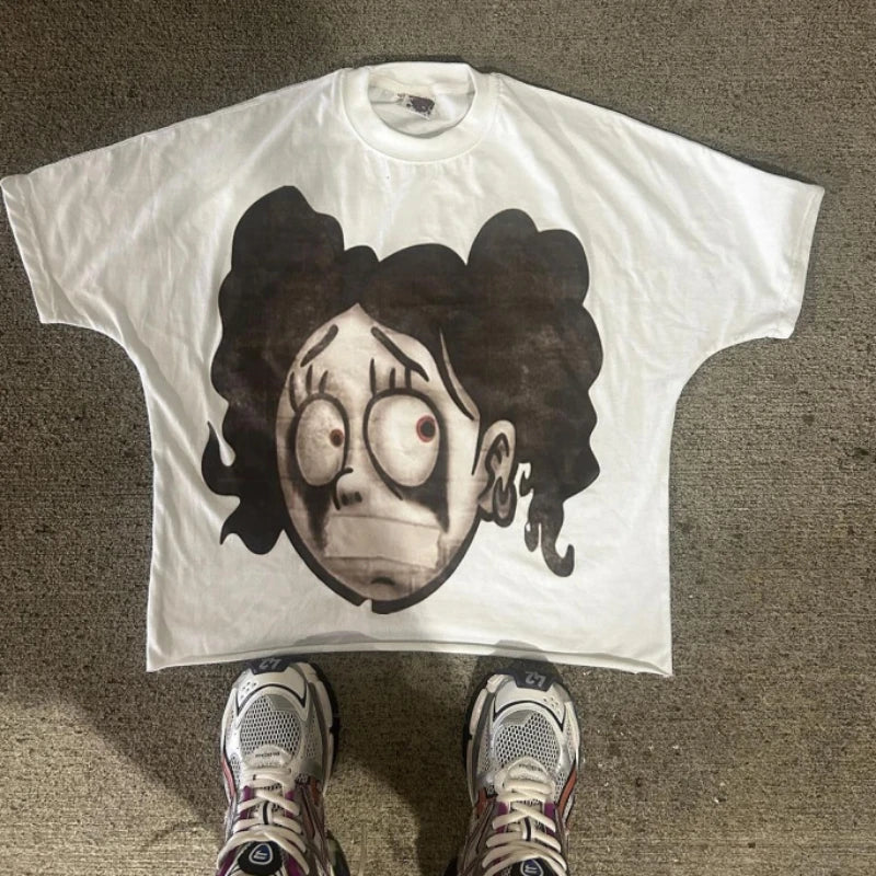 Funny Pattern Print Loose Cotton T-shirt