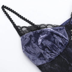 Velvet Patchwork Strappy Corset