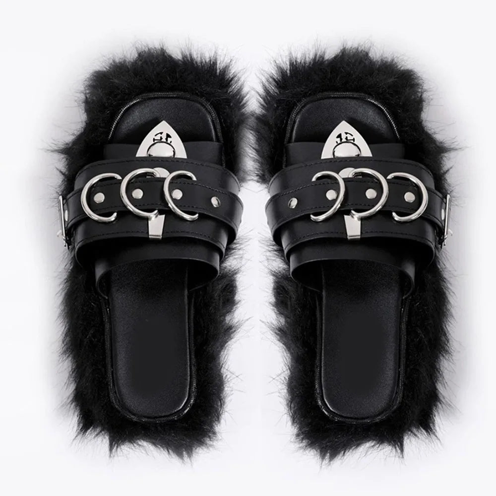 Y2K Gothic Buckle Platform Sandal
