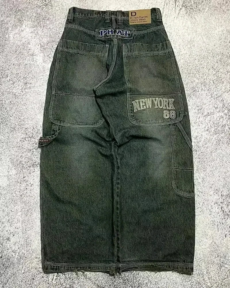 Retro Gothic Cross Wings Embroidered Pant