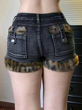 Patchwork Fur Trim Denim Short
