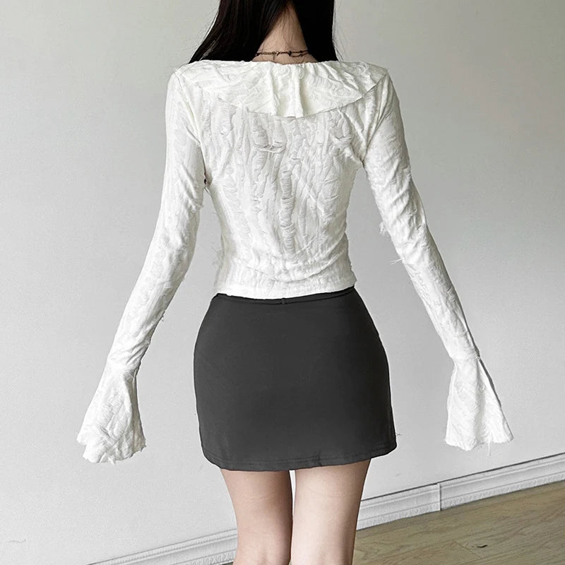 Fairycore Ruffled V-neck Blouse