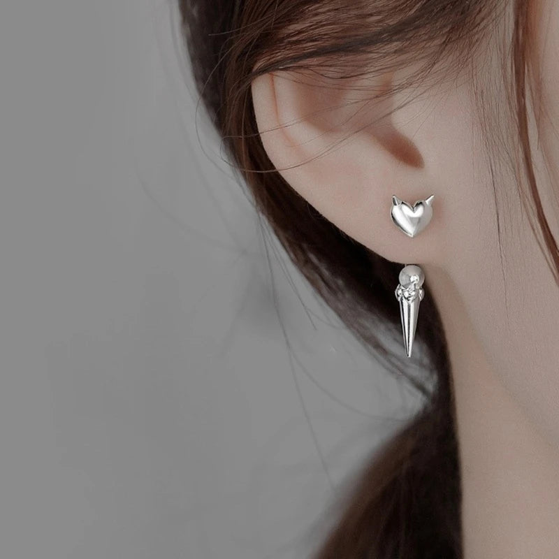 Boho Gold Silver Moon Horn Stud Earring