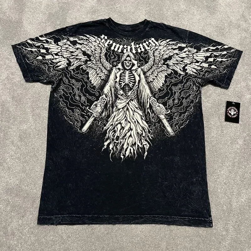 Colorful Wings Print Cotton T-shirt
