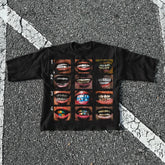 Y2K Lips Teeth Graphic Printed Cotton T-shirt