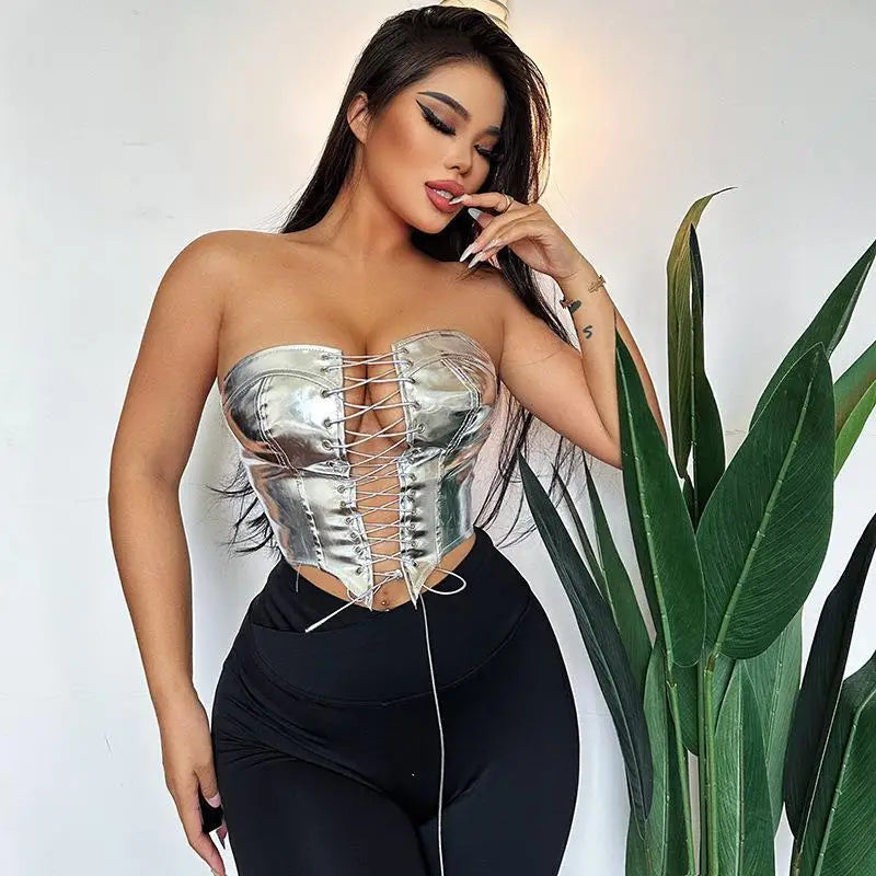 Lace Up Hot Girl Waist Cardigan Crop Top