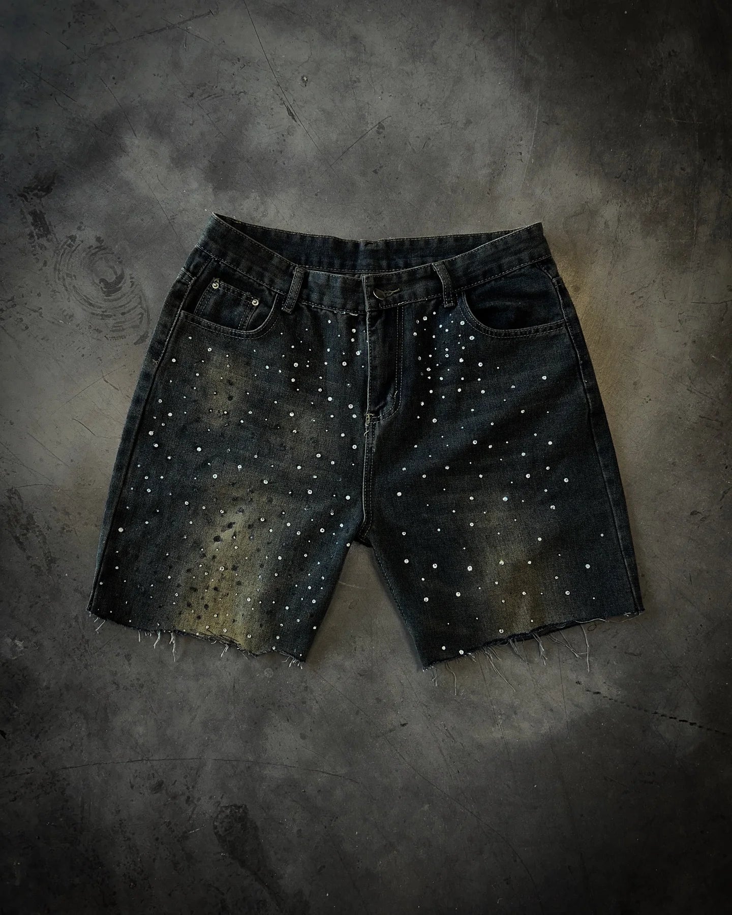 Rhinestone Sequin Denim Short