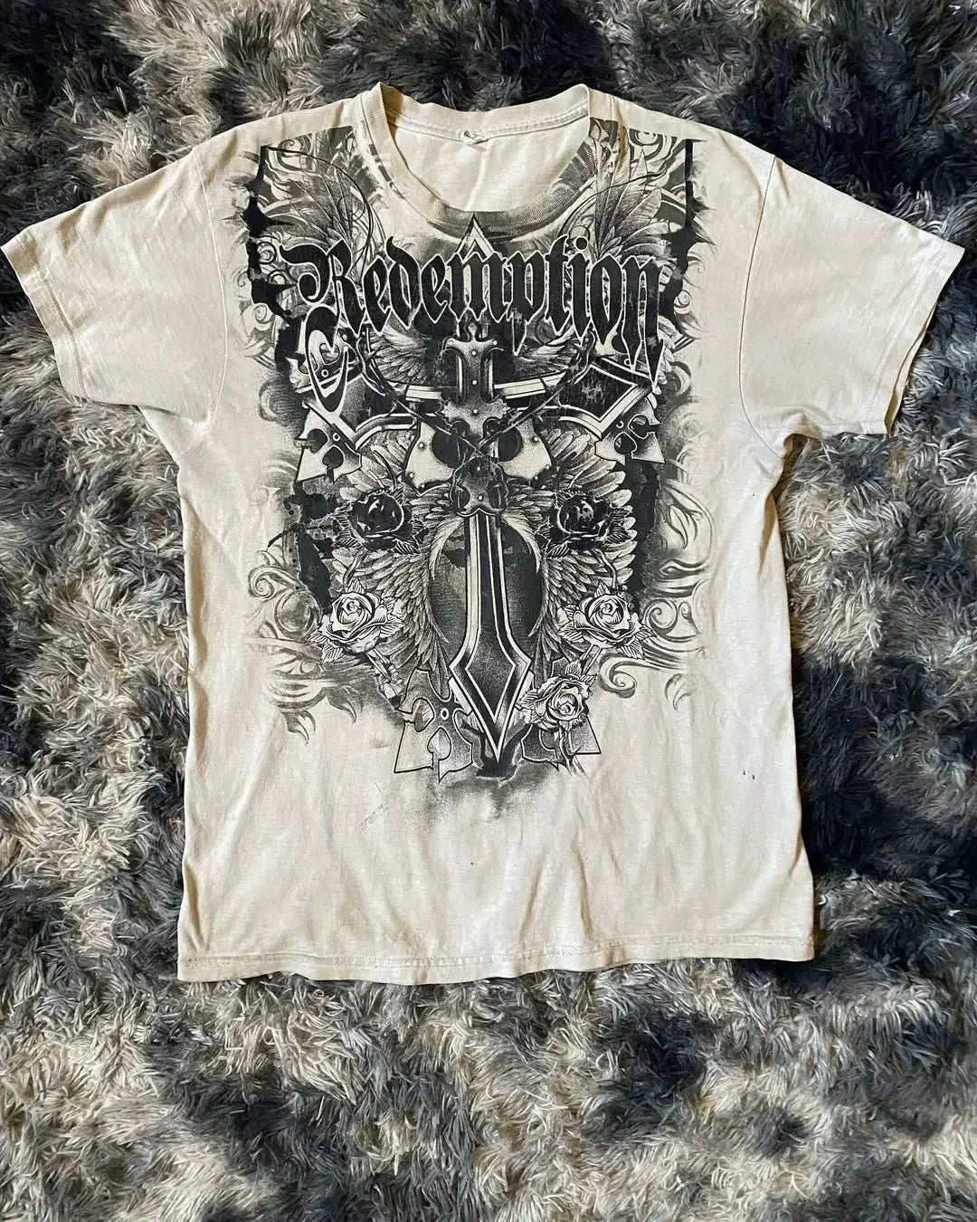 Skull Print Blue Cotton T-shirt