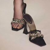 Rhinestone Gothic Cross Open Toe Sandals Stiletto High Heel