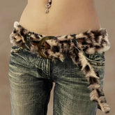 Leopard Print Gothic Fur Adjustable Belt