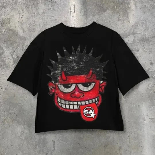 Retro Art Graphic Cotton Oversized T-shirt