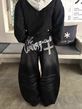 Embroidery Gothic Black Baggy Pant