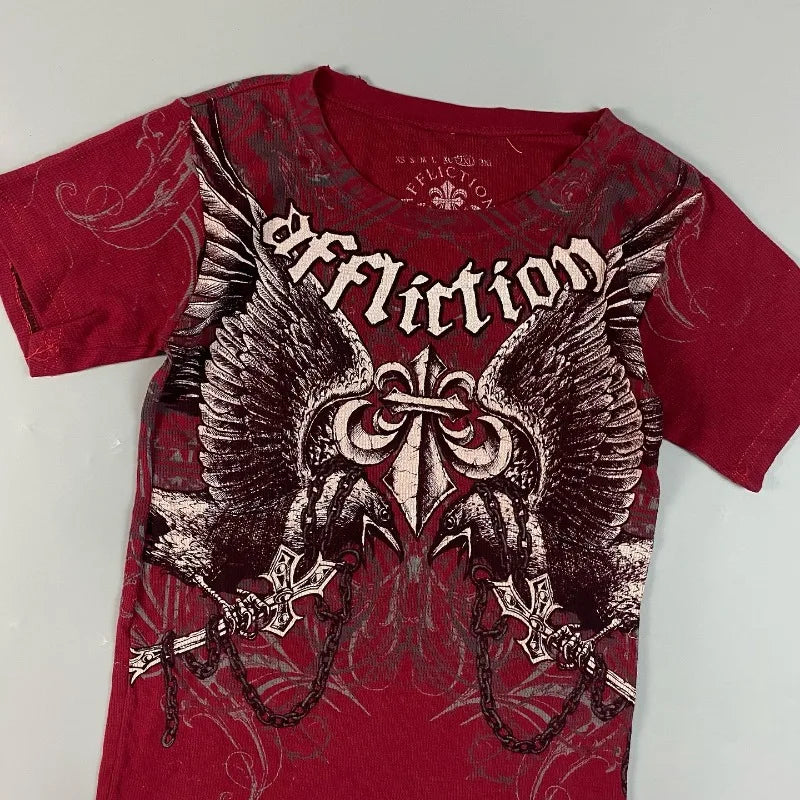 Double Eagle Chain Print Cotton T-shirt
