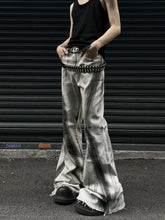 Grey Gothic Bow Flare Denim Pant