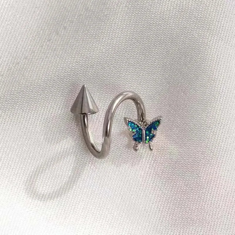 Butterfly S-Shaped Spike Lip Stud