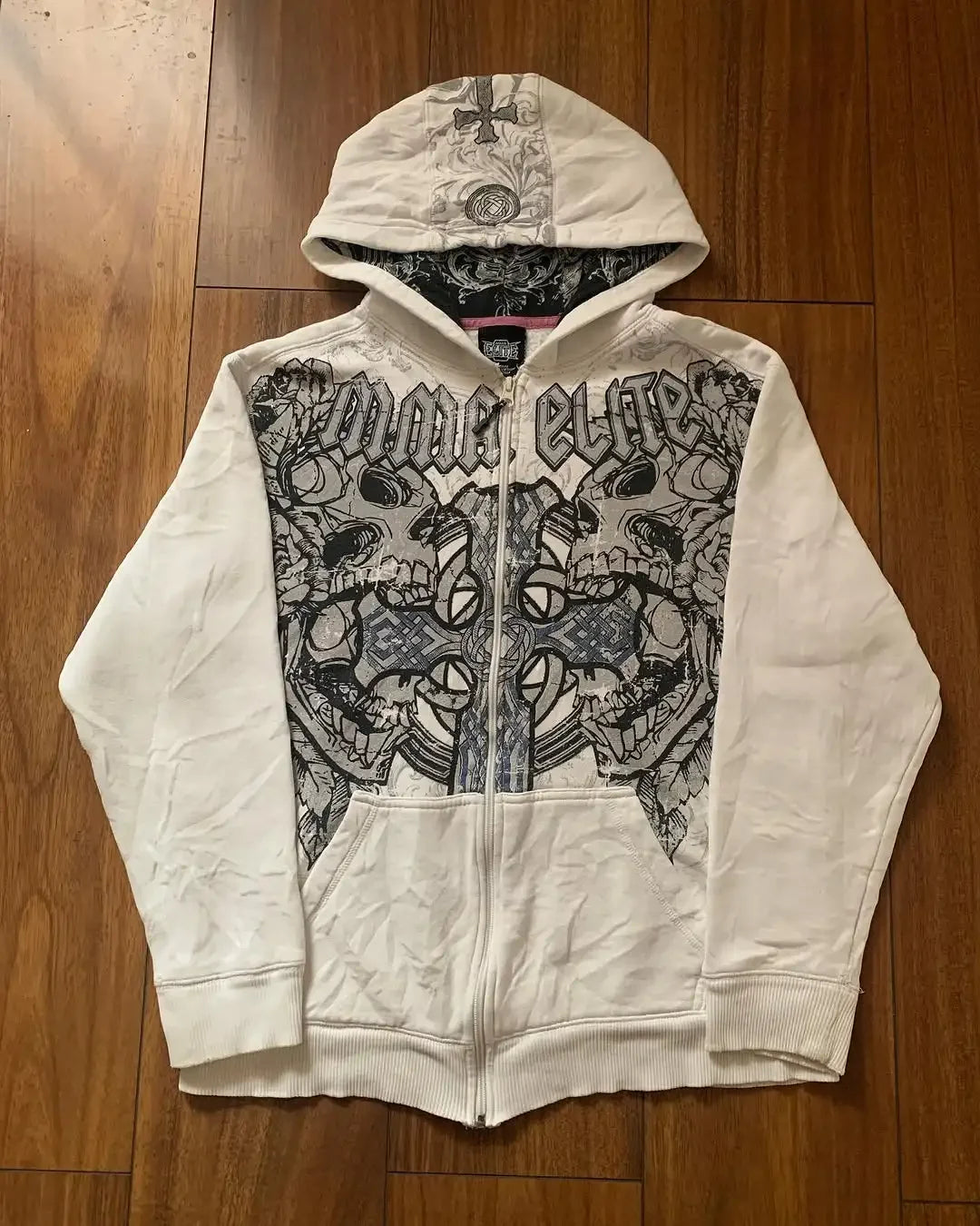 American Gothic Skull Oversize Zipper Hoodie