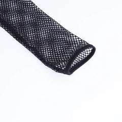 Buckle Detail Crop Mesh Top