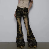 Ripped Gothic Black Tassel Pant
