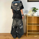 Hip Hop Gothic Punk Embroidery Denim Pant