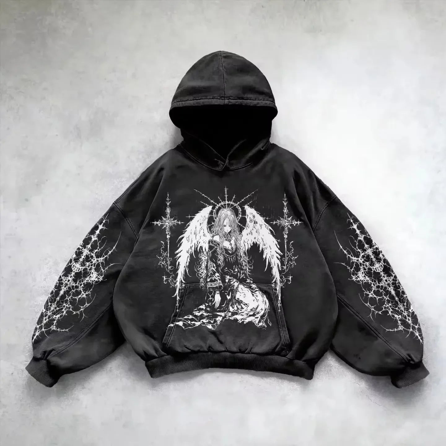 Retro Y2K Gothic Printed Zipper Hoodie