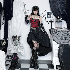 Plaid Sling Crop Corset