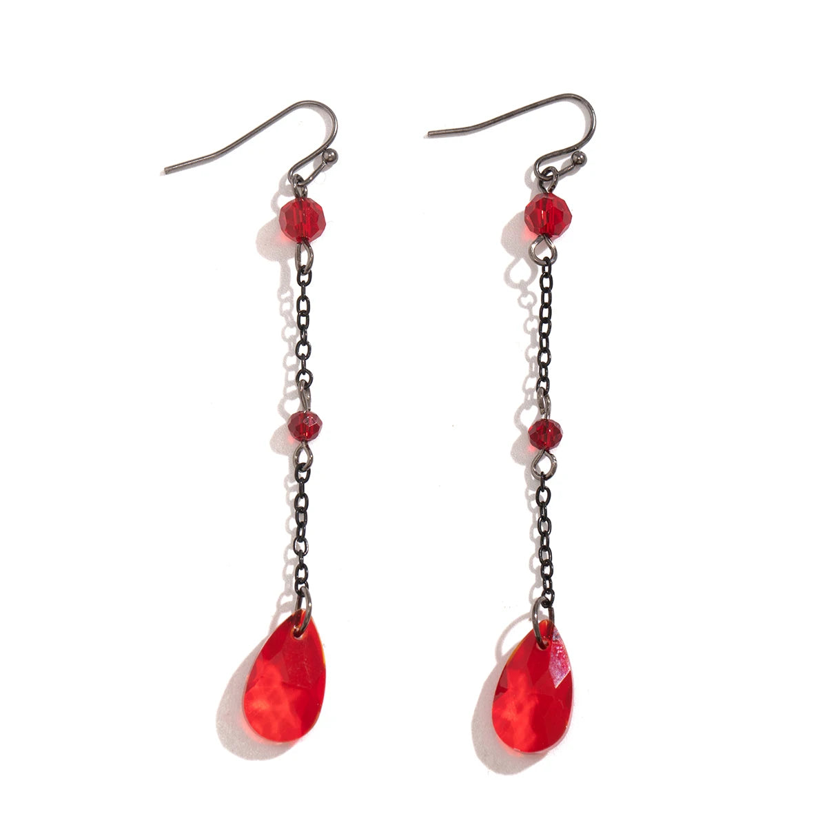 Gothic Black Crystal Long Tassel Drop Earring