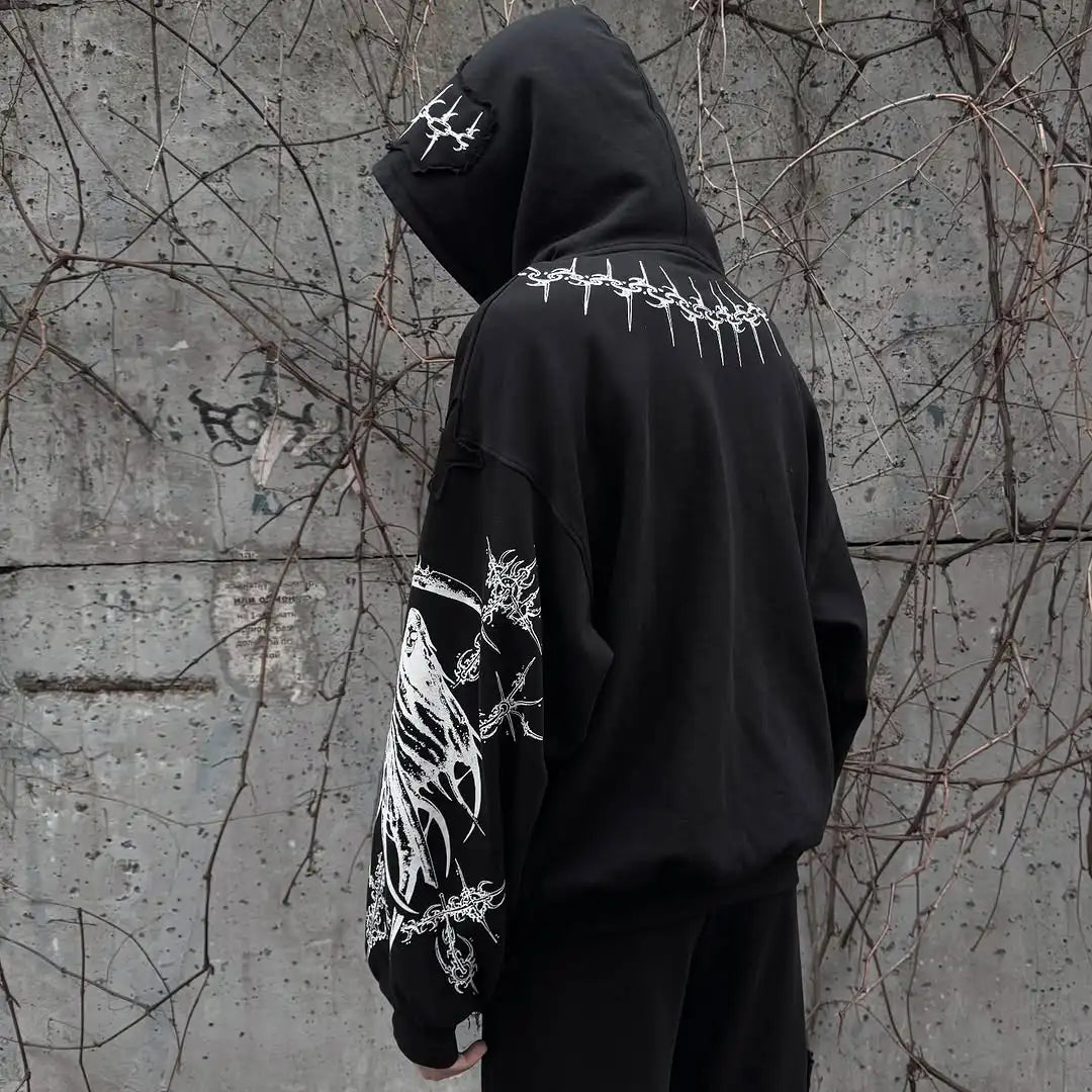 Harajuku Gothic Death Bone Hoodie