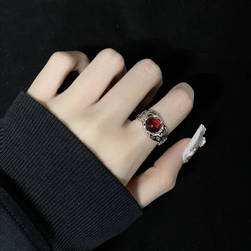 Y2K Gothic Irregular Stone Animal Ring