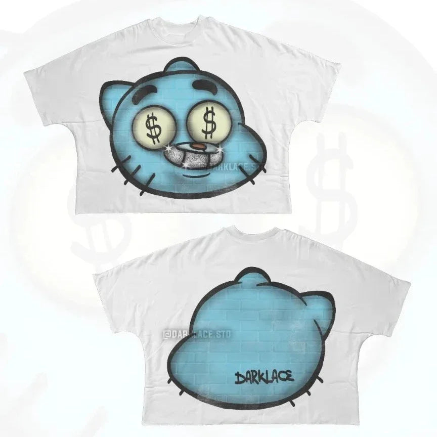 Hip Hop Cartoon Print Oversized T-shirt