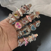 Colorful Stone Drip Rhinestone Gothic Ring