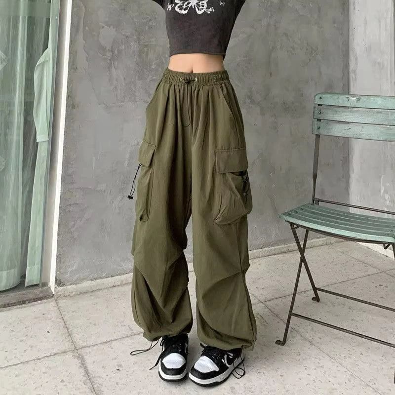 Y2K Gothic Parachute Black Pant