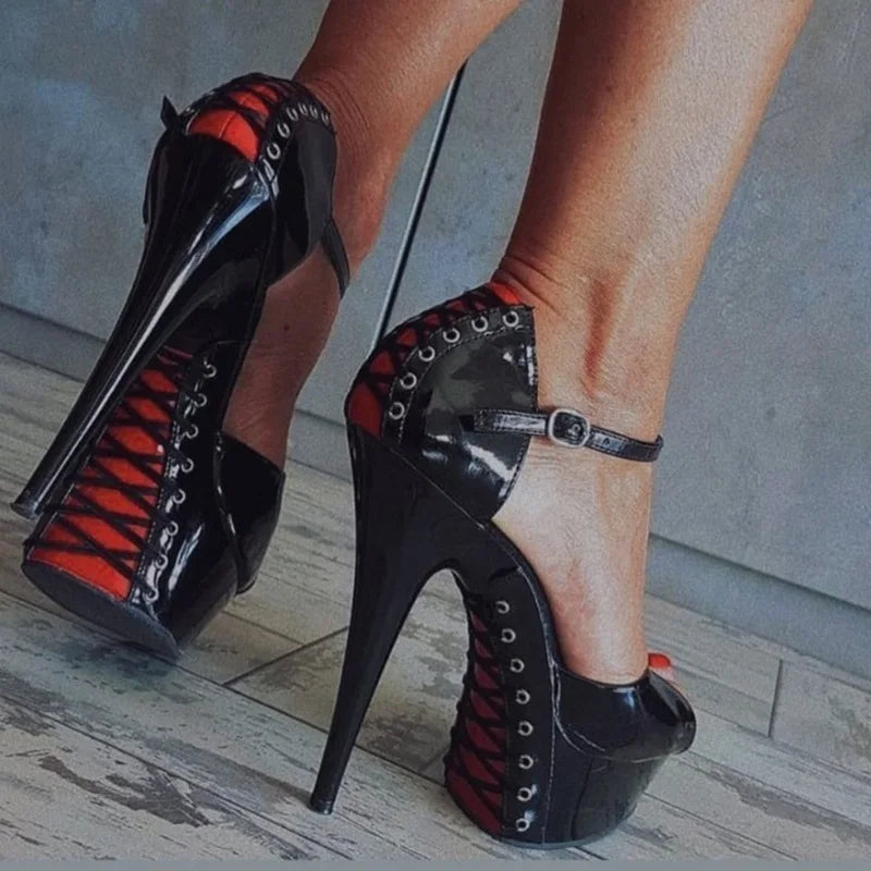 Gothic Stripper 15cm Platform High Heel