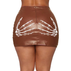 Leopard Stitching Low Waist Skirt