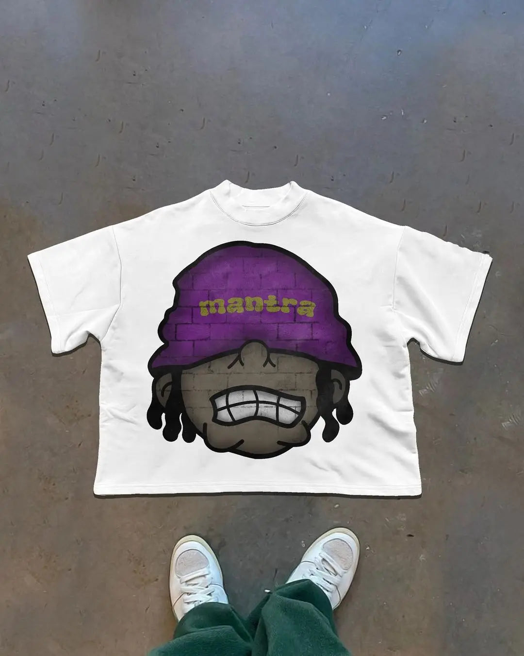 Graffiti Print Loose Cotton T-shirt