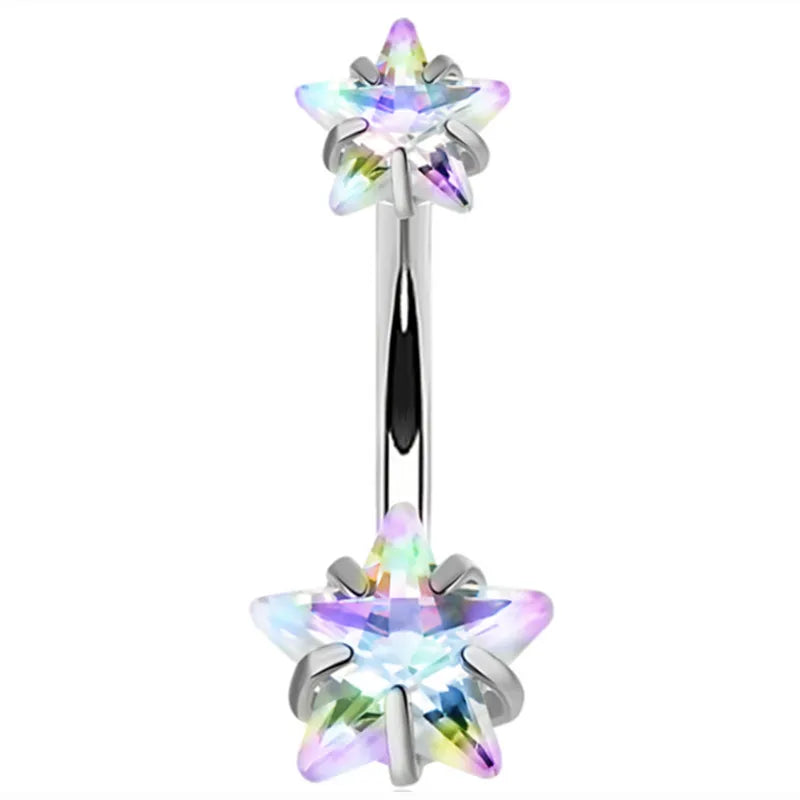 Heart Crystal Dangle Gothic Belly Ring