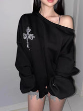 Gothic Off Shoulder Pullover Hoodie