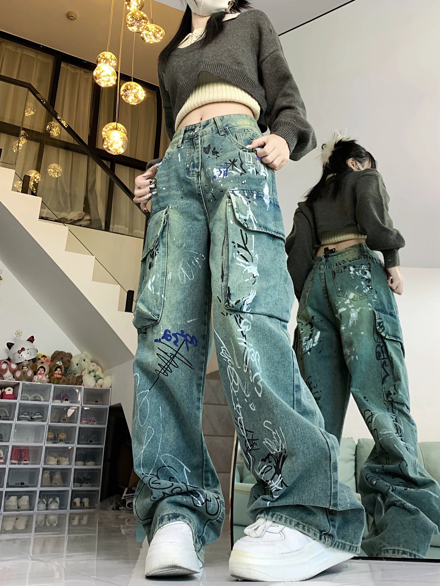 Graffiti Print Gothic Cargo Pant
