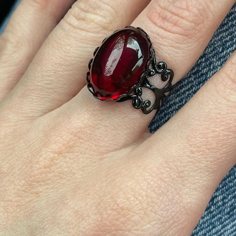 Y2K Gothic Irregular Stone Animal Ring