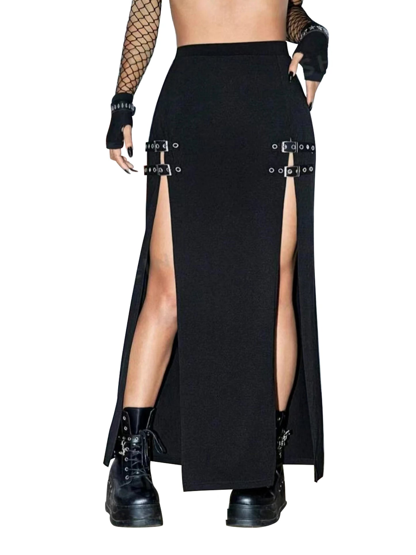 Elastic Waist Maxi Goth Skirt